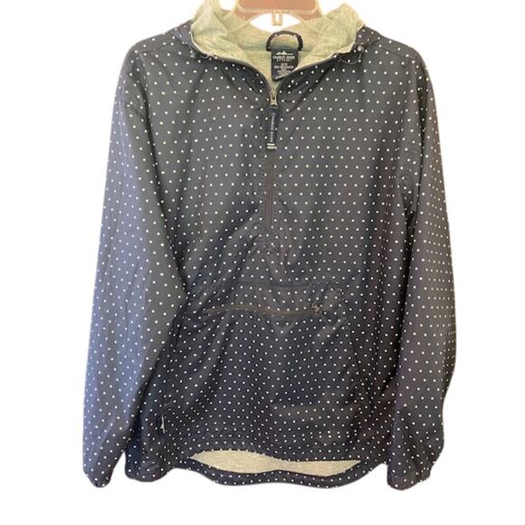 Charles River Windbreaker Chatham Jacket Womens Medium Polka Dot Zipper Pockets - Picture 1 of 9